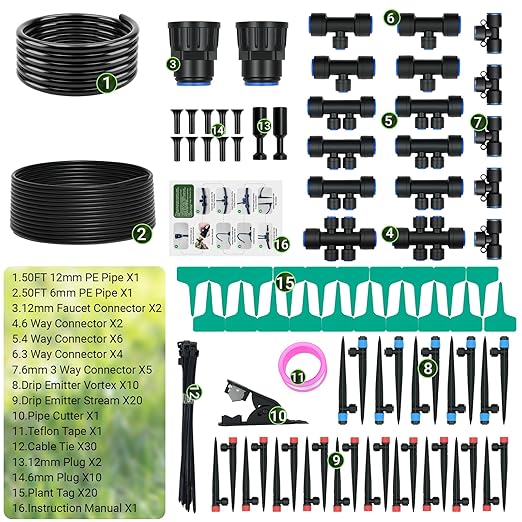 100FT Drip Irrigation System for Garden, 2026 Upgraded DIY Automatic Plant Watering Kit with Push-Fit Connectors, 30 Water-Saving Adjustable Drip Emitters for Yard, Lawn & Greenhouse