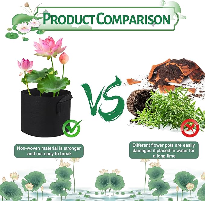 10 Pack Lily Plant Pots for Pond, Aquatic Pond Planter for Pond Reusable Pond Plant Basket Grow Bags for Pond, Aquatic Plants, Potato, Carrot, Onion, Flower (1 Gallon)