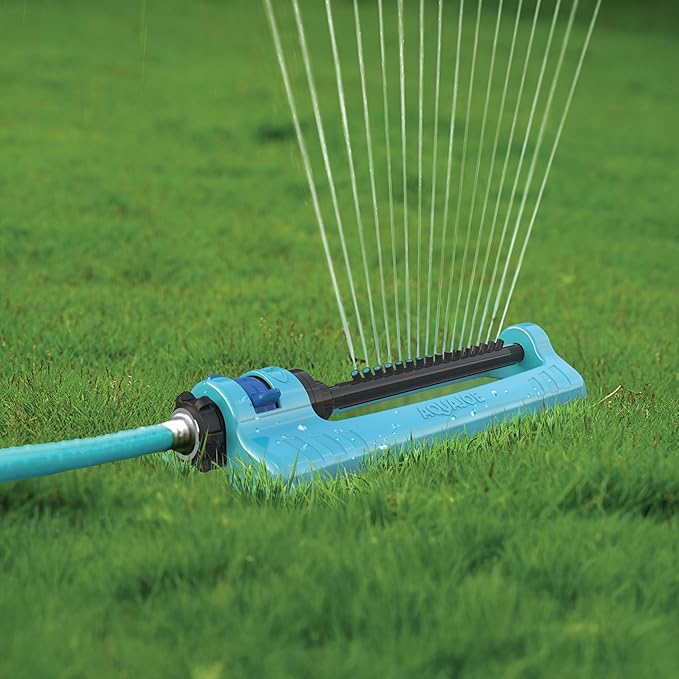 Aqua Joe SJI-OMS16 Indestructible Oscillating Sprinkler with Adjustable Spray and Metal Base, 3600 Sq. Ft. Coverage Max, 70-Foot Distance, and 37.8-Foot Width