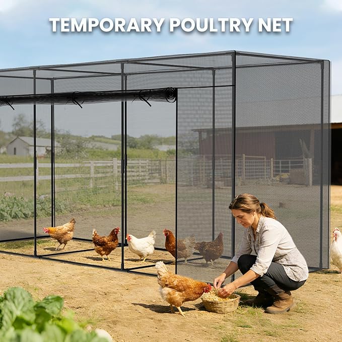 SUNYRISY Garden Plant Netting Crop Cage for Garden Raised Bed, 11.8 x 4 x 6 Ft Plant Cover Cage Protectors from Animal for Outdoor Plants with Frame and Zippered Door, Black