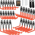 30 Pack Garage Hooks, Heavy Duty Steel Wall Mount Utility Hangers with Anti-Slip Coating for Hanging Bikes, Ladders, Power Tools, and Garden Equipment