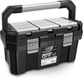 Anyyion 17-Inch Tool box with Removable Tray with Stainless Steel Dual Lock Secured,Small Parts Box, Metal Handle is Truly Rugged（Internal:15.67"L x 7.56"W x 6.7"H)