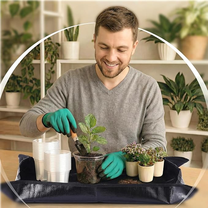 83 Pcs Garden Supplies Tools Kit, 3 Inch Clear Plastic Plant Pots with Transplanting Mat, Trowel Cultivator Rake Set, Label & Glove, Succulent Tools Gift for Plant Lovers Accessory