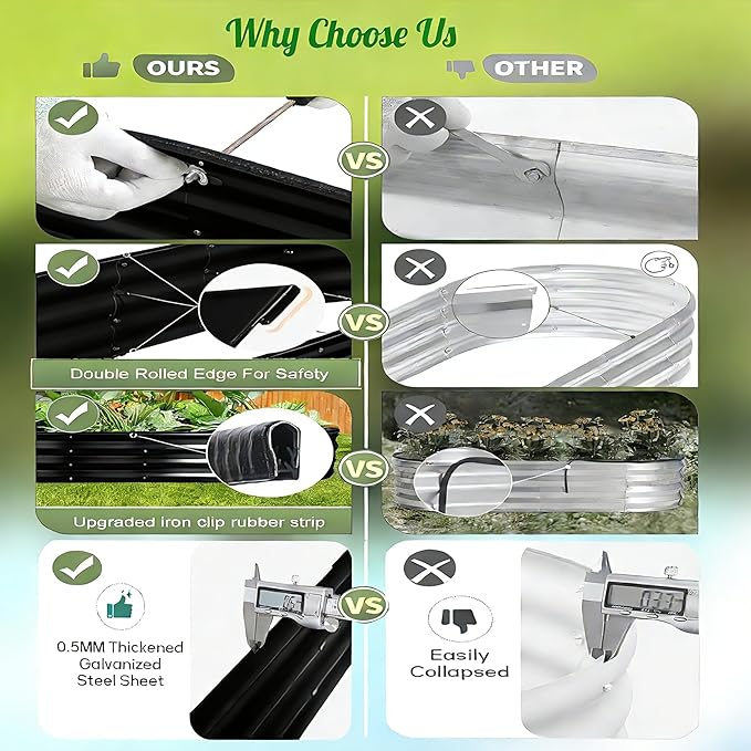 NestNature 2 Pack 17" Tall 10-in-2 Heavy-Duty Modular Galvanized Raised Garden Bed Kits - 8ftx2ft Metal Raised Beds for Planting Plants Vegetables Fruits Flowers Herbs - Outdoor Ground Planter Box