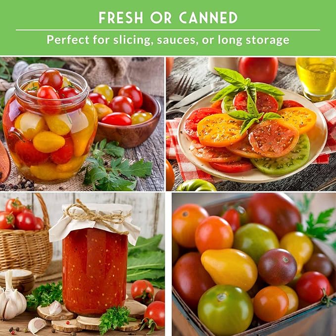Tomato Seeds 10 Variety Pack for Planting - Black Krim, Roma, Cherry, Aunt Ruby's Green, Orange Cherry, Mortgage Lifter, Brandywine, & More - Non-GMO Heirloom Tomatoes - Survival Garden Seeds