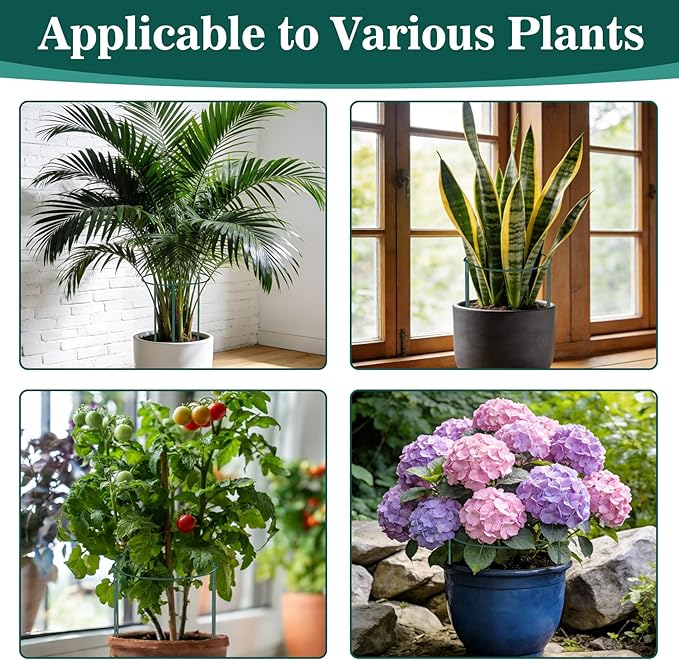 6 Pack Tall Peony Cages and Supports, 10" W x 24" H Heavy Duty Plant Peony Support Cages, Half Round Peonies Ring Metal Plant Stakes for Outdoor Plants, Garden Vegetables & Flowers