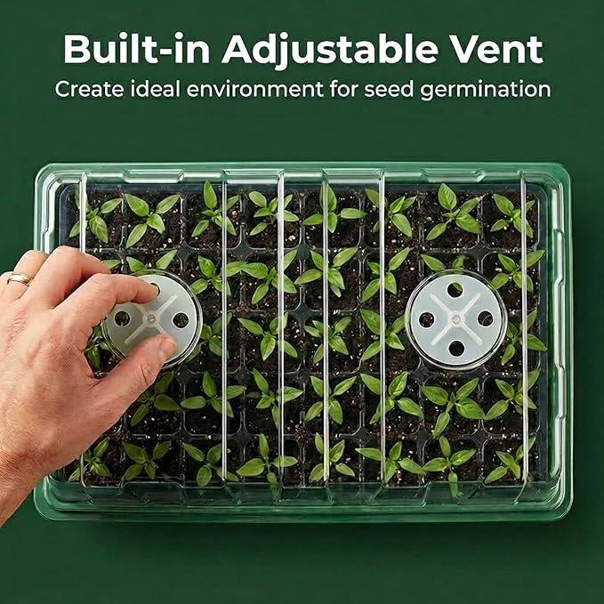 Gardzen 6 Pack 30 Gallon Grow Bags & 5 Pack 40 Cell Seed Starter Tray Kit, Thickened Aeration Fabric Pots with Handles, BPA Free Reusable Seedling Trays with Humidity Vented Domes for Indoor Outdoor