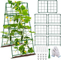 Thickened Cucumber Trellis for Raised Garden Bed,48"x16" Foldable Frame Metal Vegetable Trellis for Climbing Plants Outdoor Plant Support for Grape Tomato Peas, Fruit, Vine,Bean(Green) (1)