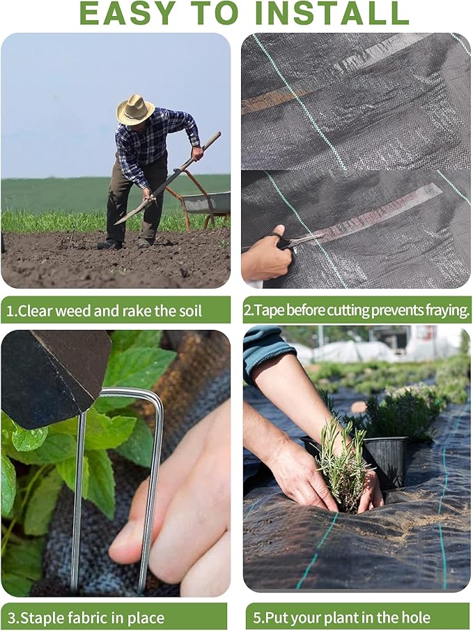 6.5ftx300ft Weed Barrier Landscape Fabric Heavy Duty, Premium 3OZ Garden Geotextile Fabric, Outdoor Weed Blocker Landscaping Fabric, for Driveway Mats, Erosion Control, Ground Cover Weed Barrier