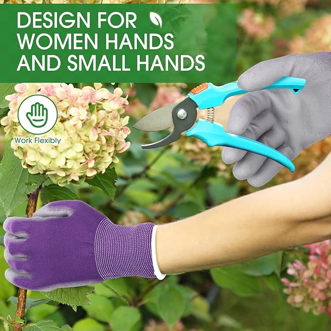 Maxdot 36 Pack Gardening Gloves for Women 3 Colors Womens Work PU Coated Grip Outdoor Gloves for Weeding Digging and Pruning