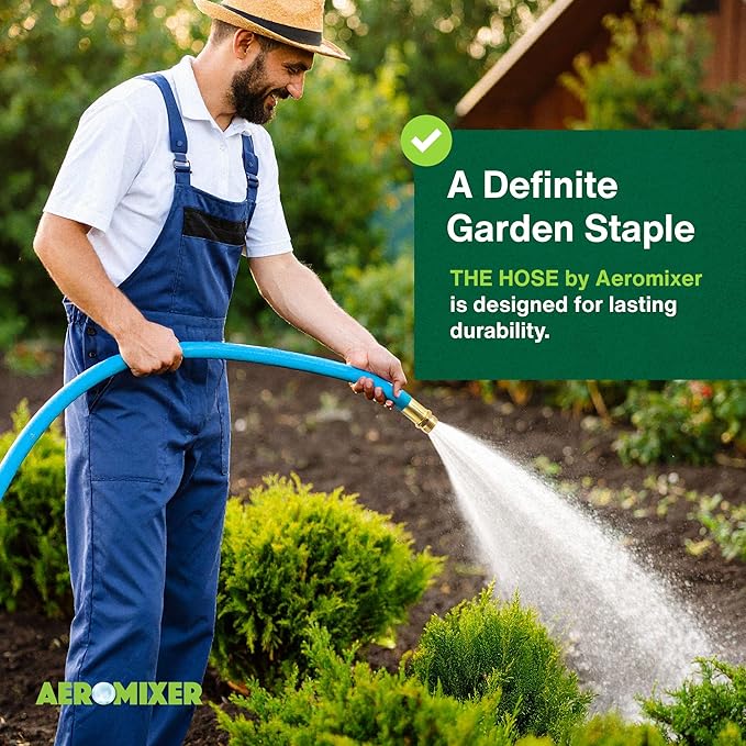Aeromixer THE HOSE - 3/4 Inch Garden Hose 5 Feet, Kinkless Commercial Short Garden Hoses, Heavy Duty Industrial Water Hoses for Outdoors, 650 PSI High-Pressure Watering Tool for Farming and Gardening