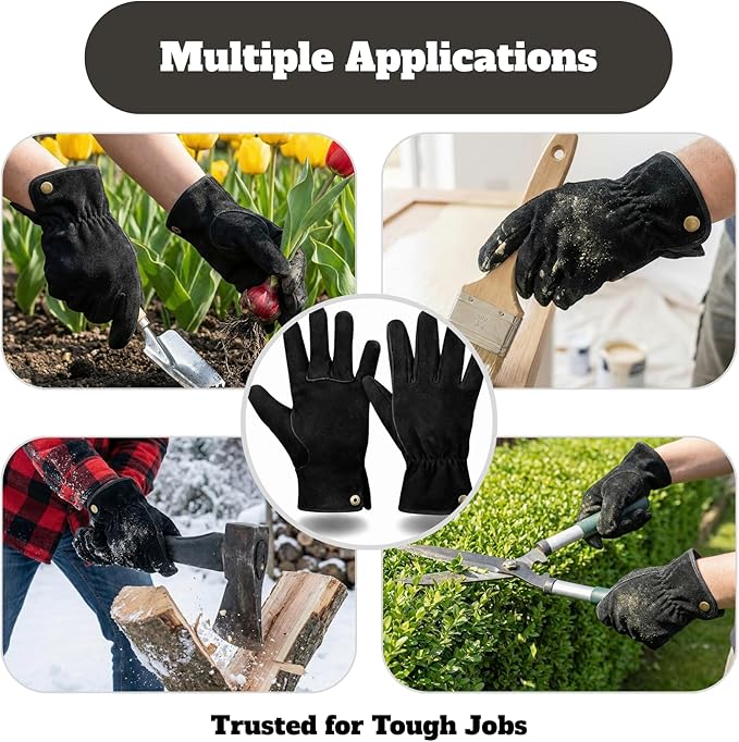 Leather Safety Work Gloves Gardening Carpenter Thorn Proof Truck Driving for Mens and Womens Waterproof heavy duty