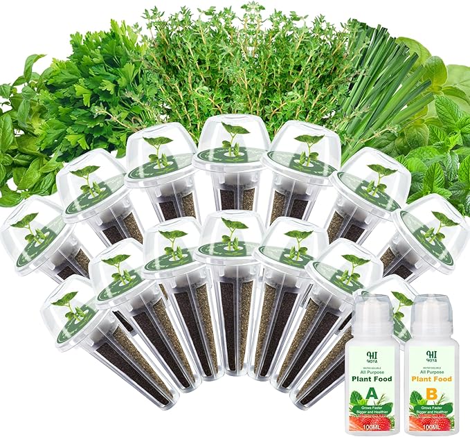 14 POD Gourmet Herb Seed Pod Kit, with Basil, Parsley, Thyme, Mint, Chive, Oregano, Grow Anything Seed Starter Pod Kit Compatible with All Hydroponics (14-Pod)