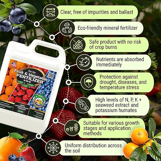 Liquid 3-18-18 Fertilizer for Vegetables, Fruits and Flowers - All Purpose Plant Food Outdoor & Indoor Plant Food - Balanced NPK Flower Food Bloom Booster with Nitrogen Potassium Phosphorus (2.5gal)