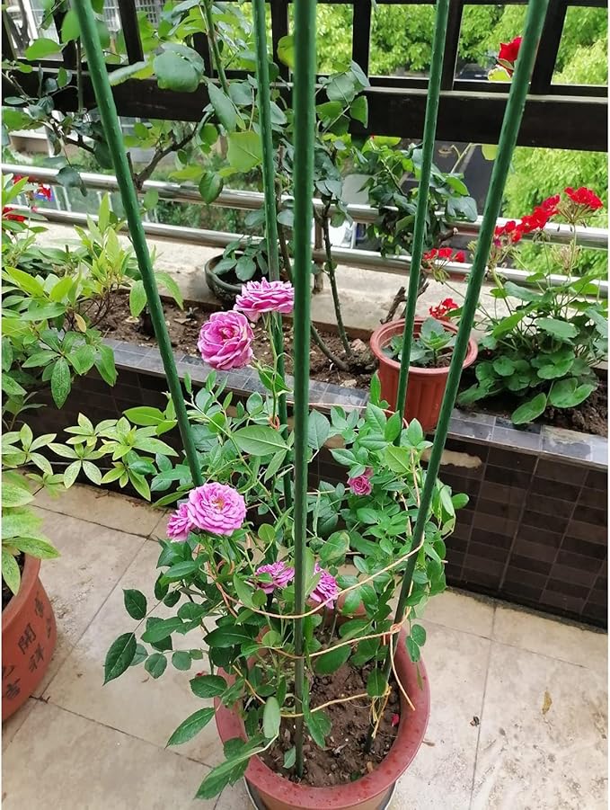G-LEAF Garden Stakes 5 ft Plastic Coated Steel Tube Sturdy Metal Plant Sticks for Tomato,Cucumber,Bean,Tree,Pack of 25