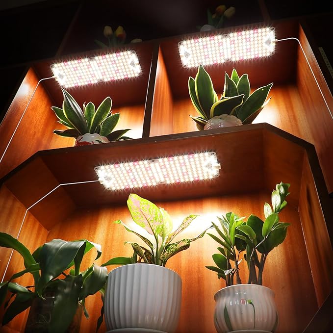 3Pack 2026 Ultra-Thin Panel Grow Lights for Seed Starting, Vegetables, Greenhouse & Under Cabinet & Shelf Plants with Timer 4/8/12/16/20H, Free Connect Full Spectrum Indoor LED Plant Growing Lamps