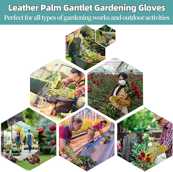 Long Gardening Garden Gloves,Thorn-proof&Puncture Resistance Rose Cactus Gauntlet Glove for Gardener,Gifts