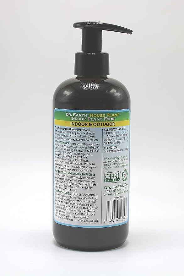 Dr. Earth 1072 Pump & Grow House Liquid Plant Food 8 oz, Blue