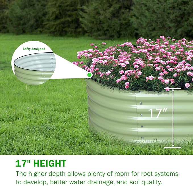 BPS 4-in-1 Metal Raised Garden Bed, 5x2 FT Galvanized Planter Raised Beds for Vegetables, Flowers 17" Extra Tall