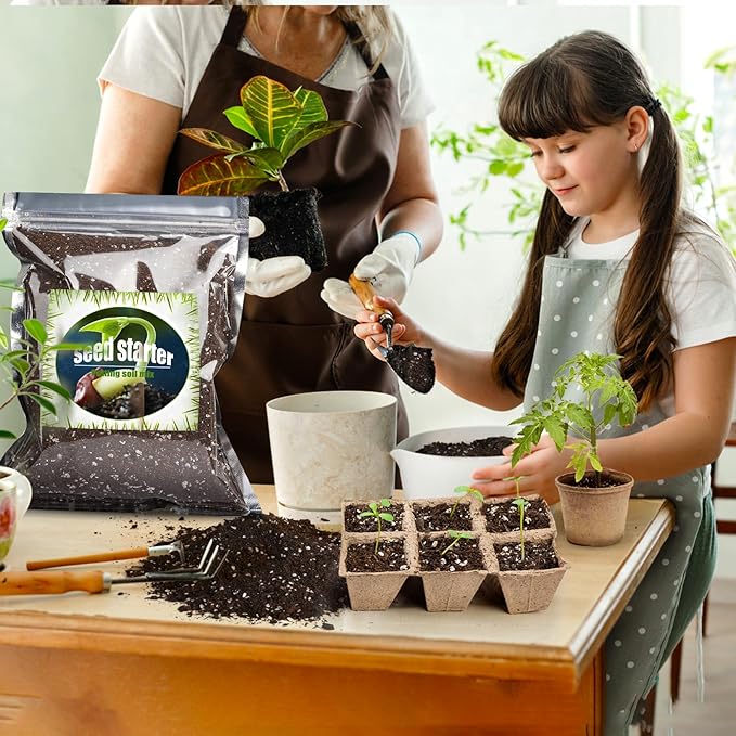 Organic Seed Starter Premium Potting Soil Mix 10qt, All Natural Seed Starter Mix for Fast Germination and Vigorous Seedlings with Strong Root Systems