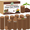 Halatool 200 Pcs Coco Coir Pellets, Coconut Soil Pellets for Seed Starting, Potting Soil Mix, Cat Grass Soil, Compressed Dirt Pods for Plants, Vegetables, Fruits, Flowers