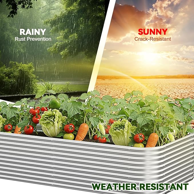 2 Pack Tall 6x3FT Raised Beds for Gardening, Corrugated Galvanized Steel Raised Garden Bed, Outdoor Metal Above Ground Garden Bed for Vegetables and Flowers