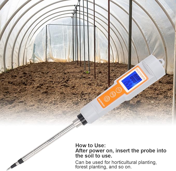 Soil EC/TDS Meter with Temperature Sensor, 3 in 1 Digital Soil Tester, 0-10000us / cm Range, ABS Probe Protective Cases