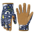 HANDLANDY Kids Genuine Leather Gardening Gloves for ages 3-11, Children Toddler Work Outdoor Playing Gloves for Boys Girls Gift (Medium (for age 5-7), Blue)