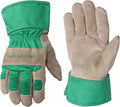 Wells Lamont Kids Gardening Gloves – Durable Puncture & Abrasion-Resistant Cowhide – Leather Palm, Safety Cuff, Snug Fit, Winged Thumb – Youth All-Season Work Gloves for Kids – Ages 5-8, Green (952M)