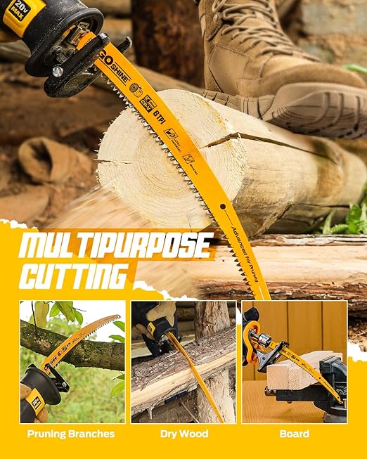 5 Pack,12 Inch Wood Pruning Reciprocating Saw Blades,6TPI Arc Pruning Blades for Reciprocating Saw, Japanese Teeth Sawzall Blades for Fast Tree Trimming & Wood Cutting,with Storage Box