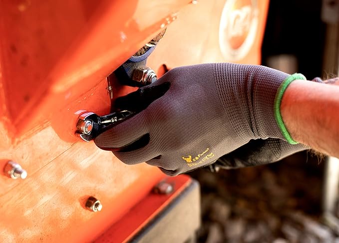 G & F Products - 6 PAIRS Men's Working Gloves with Micro Foam Coating - Garden Gloves Texture Grip Work Glove For general purpose, construction, yard work, Medium, Black, Model Number: 1519M-6 Black