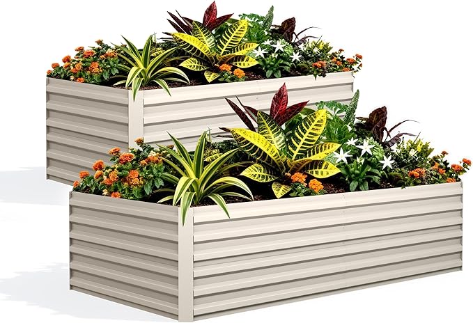 Garvee 2PCS 8x4x2ft Galvanized Raised Garden Bed Outdoor,Rust-Resistant Raised Garden Beds for Gardening, Easy Assembly Outdoor Garden Box & Planters