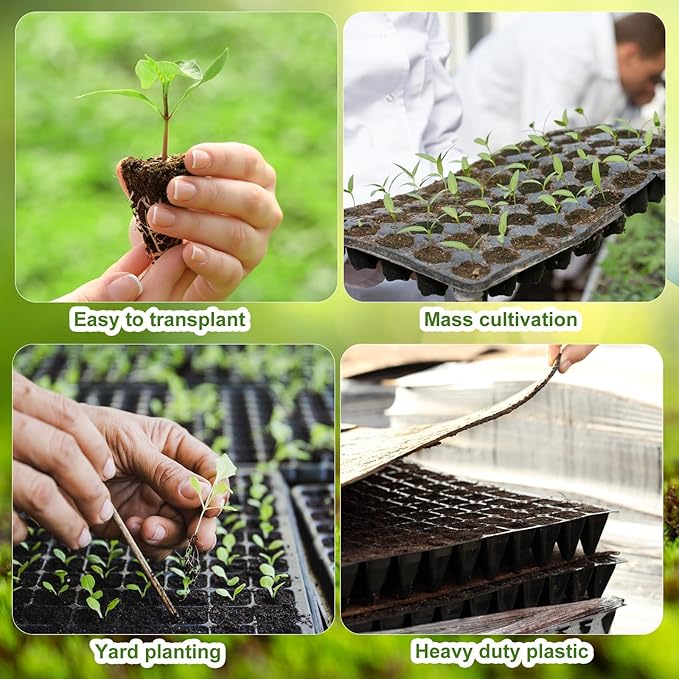 Eccliy 40 Pack 200 Cell Seedling Trays Seed Starter Kit Plant Starter Tray Durable Plastic Gardening Germination with Drain Holes Nursery Pots Mini Propagator for Growing Propagation