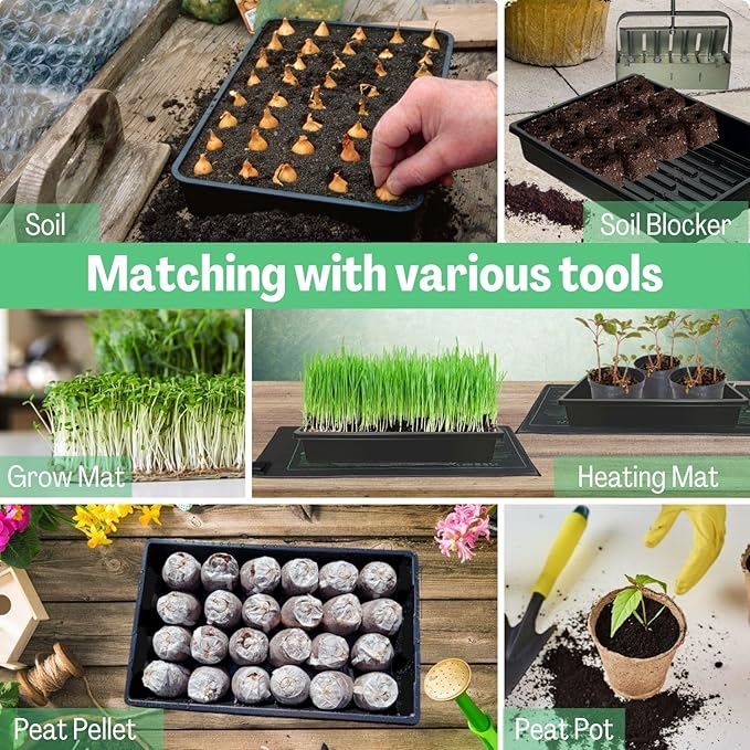 Heavy-Duty Extra Thick Seed Starting Trays 10 Pack, Reusable Microgreens Growing & Germination Trays, Durable Fodder Flats for Plants & Seedlings, No Leakage, No Holes, 15 x 11 x 2.5 Inches