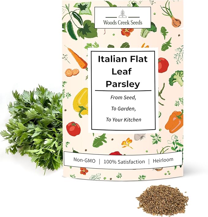 Italian Flat Leaf Parsley Seeds for Planting – Heirloom, Non-GMO Flat Leaf Parsley Seeds for Indoor & Outdoor Herb Gardens, Culinary Herb Seeds | Woods Creek Seeds (3)