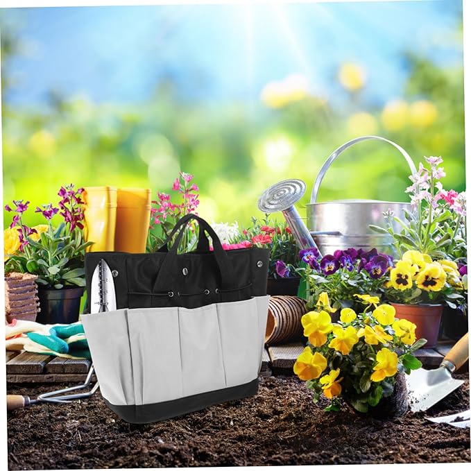 STOBOK Gardening Tool Storage Bag Oxford Cloth Organizer Portable Handle Multi-Pocket Design for for Garden Tools