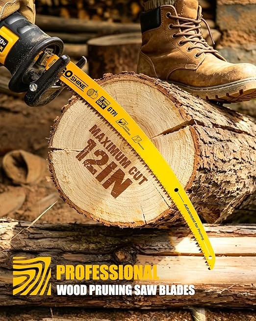 Goshine 5 Pack Japanese Teeth Reciprocating Saw Blades,15" Arc Curved Wood Pruning Sawzall Blades for Tree Trimming & Wood Cutting, with Storage Box(6TPI)
