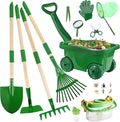 Duckura Kids Gardening Tools Bug Catcher Kit, Outdoor Toys with Wheelbarrow Set and Shovel, Rake, Bug Catcher Kit, Summer Yard Digging Weed Birthday Gifts Toys, Easter for Boys Girls Age 2 3+