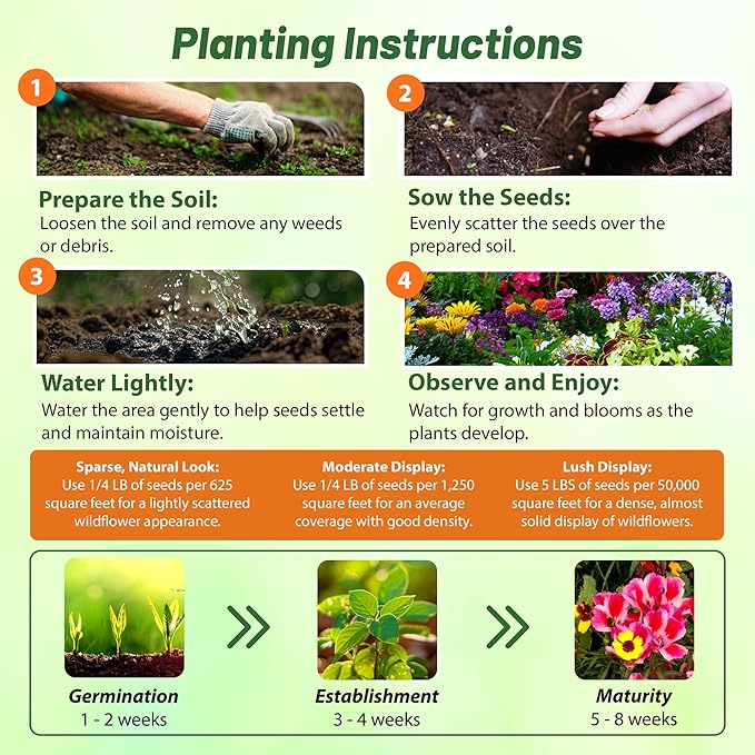 Outsidepride Pollinator Wildflower Seed Mix - 5 lbs Flower Seeds for Attracting Pollinators, Ideal for All States, Enhances Garden Biodiversity, Supports Bees, Butterflies & Beneficial Insects
