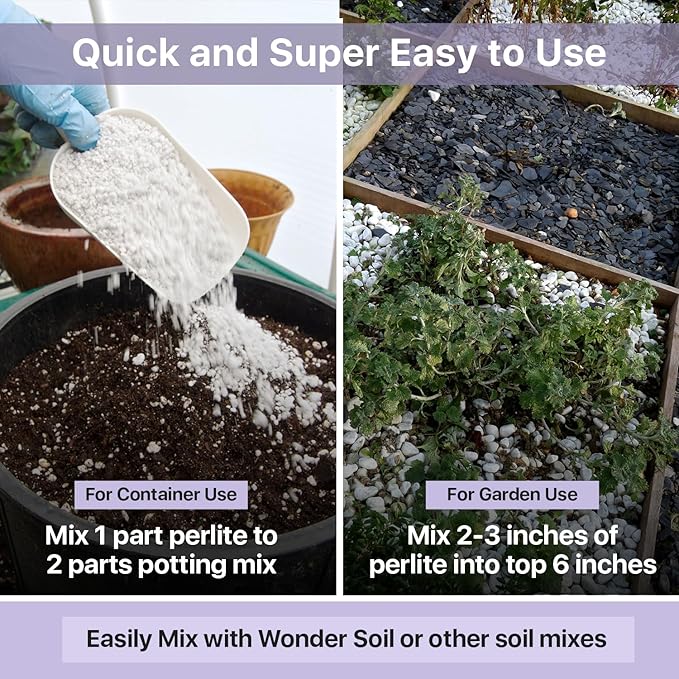 WONDER SOIL | Premium Organic Perlite for Plants | 3 lbs (4 Quarts) Natural Soil Aerator & Drainage Amendment for Indoor Plants, Seed Starting, Gardens & Potting Mix | 3 lbs