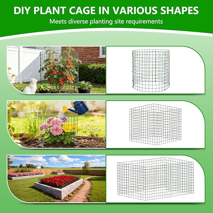 6 Pack Plant Protectors from Animals, 12''x16'' Metal Plant Cages for Outdoor Plants, Garden Plant Protector with Stakes & Zip Ties, Keep Rabbits Squirrels Out, Plant Cage for Flowers Vegetables