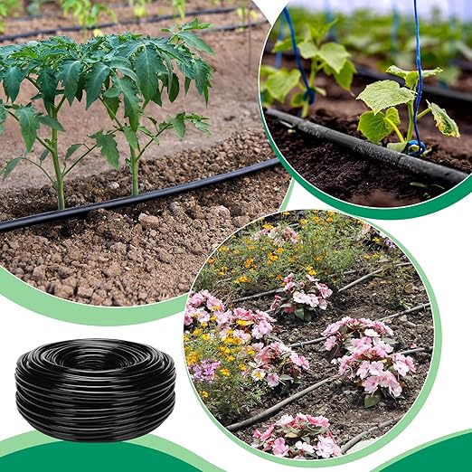 200 ft 5/16 Inch Drip Irrigation Tubing Blank Distribution Tubing Black Garden Watering Tube Line for Irrigation System