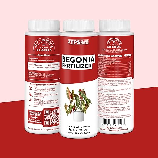 Begonia Fertilizer- Liquid Plant Food for All Begonias, Promotes Healthy Growth & Vibrant Foliage, 8 oz