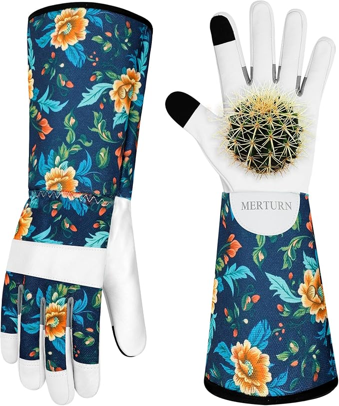 Leather Long Gardening Gloves for Women Thorn Proof Garden Gloves Yard Working Gloves