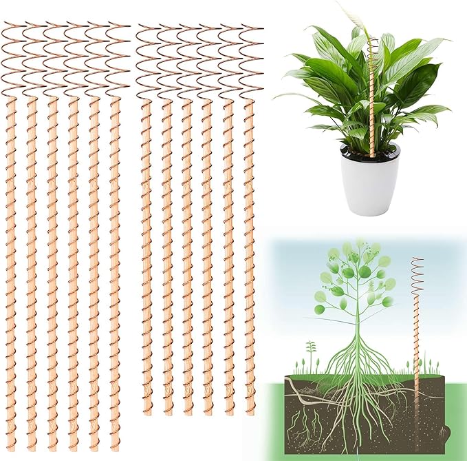 YBB 12 PCS Electroculture Copper Garden Stakes, 11.5'' and 13.5" Copper Wire Plant Antennas for Gardening