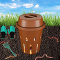 Underground Worm Composting Bin, Outdoor Mini Inground Worm Composter for Beginners, Garden Compost Bin for Garden Beds & Home Use, Worm Farm Kit for Parent, Kids (7x7x7.4Inch), Tan, 1-Pack