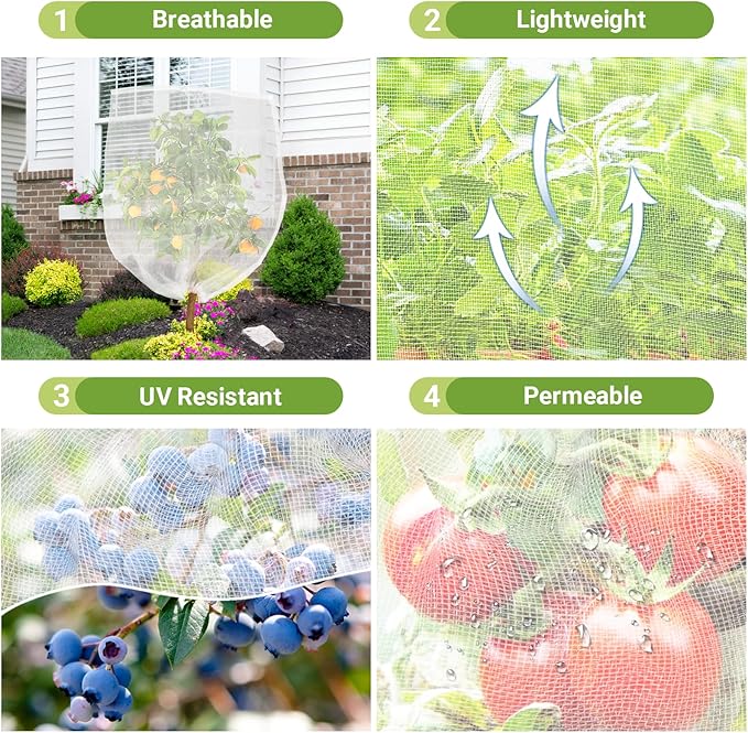 Garden Bug Netting Bags, Enpoint 20PCS 29 x 21 inch Insect Bird Barrier Netting Mesh with Drawstring, Fruit Protection Wraps Plant Covers to Protect Bananas, Watermelon, Spaghetti Squash