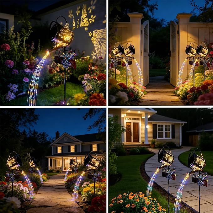 Solar Watering Can Lights, Solar Garden Lights Flower Bed Decor, IP65 Waterproof Outdoor Garden Decor, Garden Gifts for Women Mom Grandma