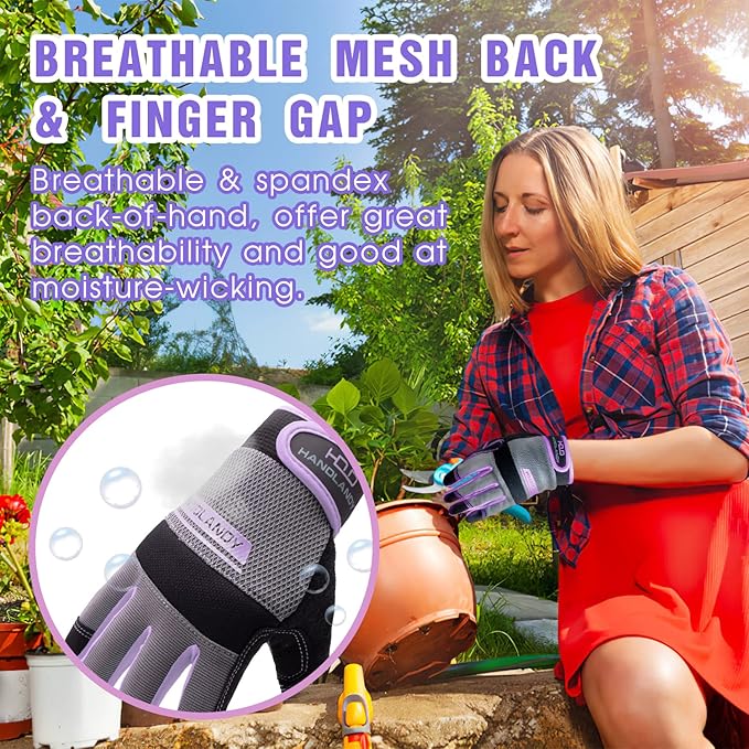Utility Work Gloves Women, Safety Mechanic Working Gloves Touch Screen,Flexible Breathable Yard Work Gloves