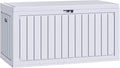 YITAHOME 90 Gallon Large Deck Box, Double-Wall Resin Outdoor Storage Boxes, Deck Storage for Patio Furniture, Cushions, Pool Float, Garden Tools, Lockable & Waterproof (White)